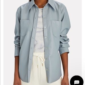 AGOLDE Paloma Vegan Leather Button Down light blue